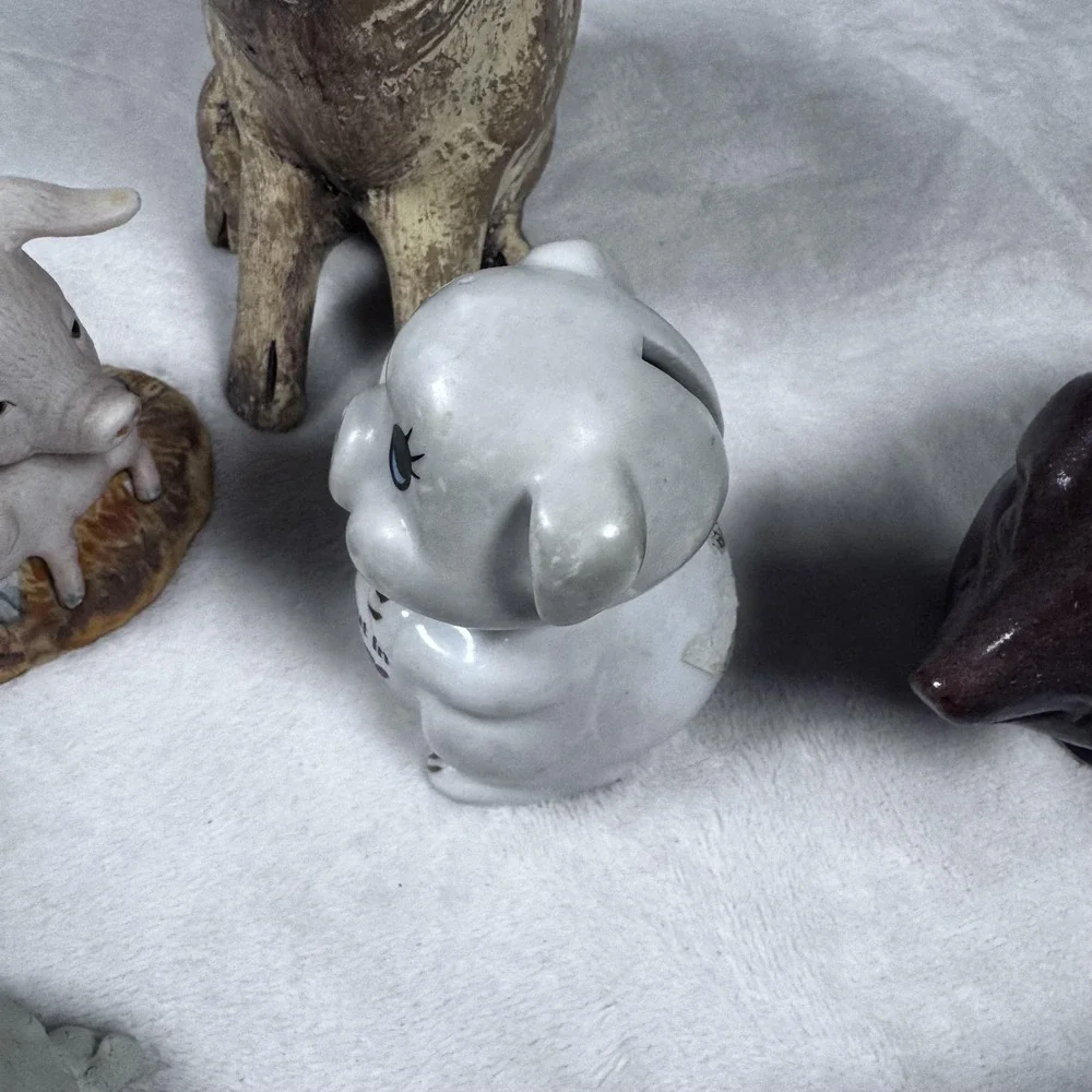 Lot 10 Pig Figurines Banks Arkansas Souvenir Farmhouse Decor Ceramic Resin Metal